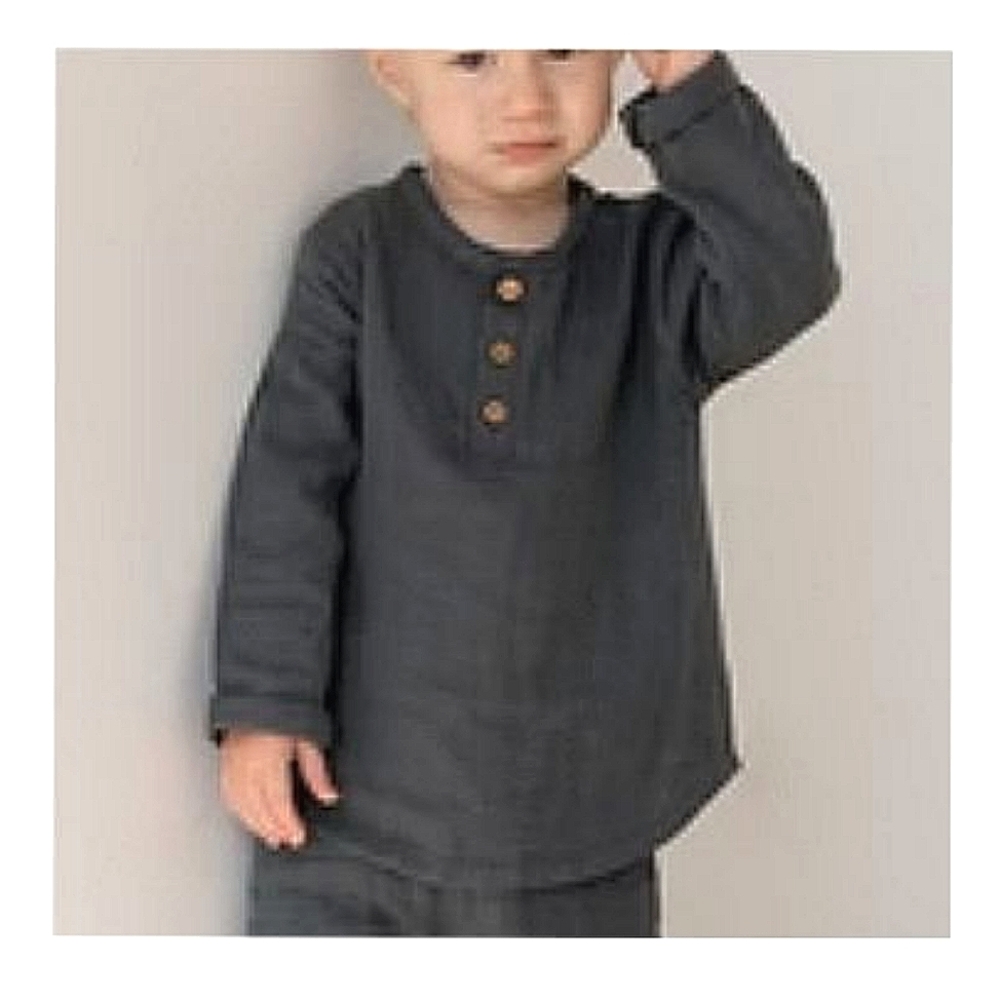 Jamie Kay Long Sleeve Parker Linen Shirt -6-12M